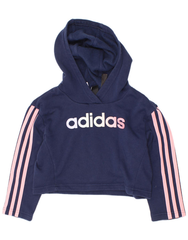 Adidas Mädchen Crop Graphic Hoodie Pullover 5–6 Jahre Marineblau Baumwolle
