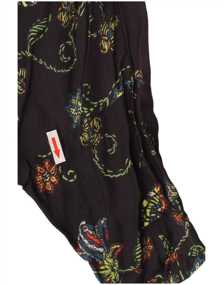 Desigual Damen Tunika-Top UK 12 Mittelschwarz geblümt