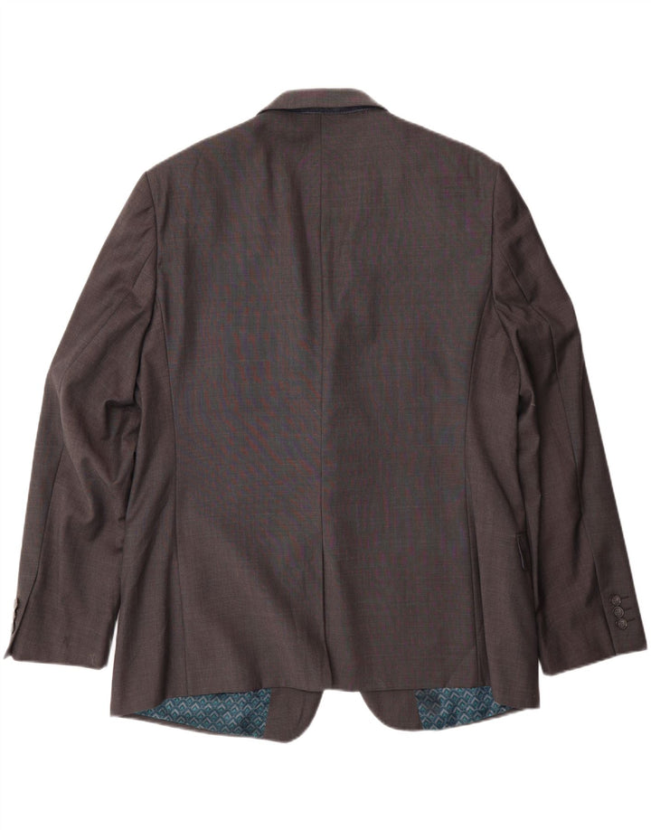 TED BAKER Mens 2 Button Blazer Jacket UK 46 3XL Grey Wool Vintage Ted Baker and Second-Hand Ted Baker from Messina Hembry 