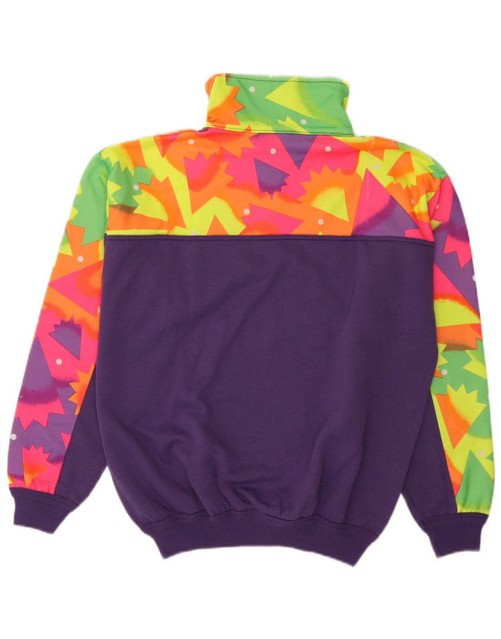 Vintage Herren-Sweatshirt mit Reißverschluss, mittelgroß, lila, geometrisch