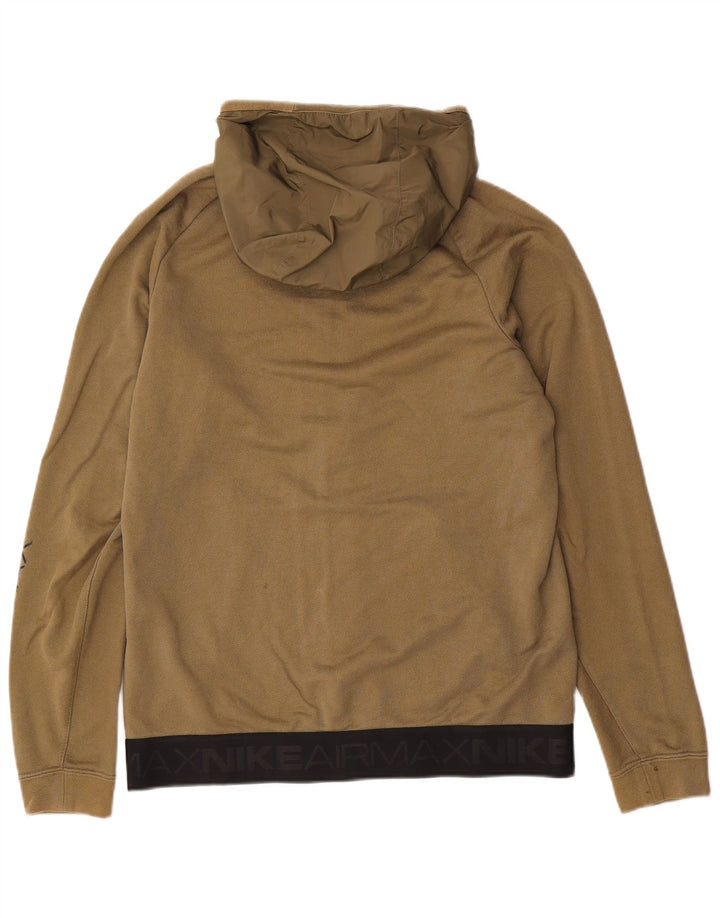 Nike Herren-Kapuzenpullover mit grafischem Reißverschluss, mittlere Khaki-Baumwolle