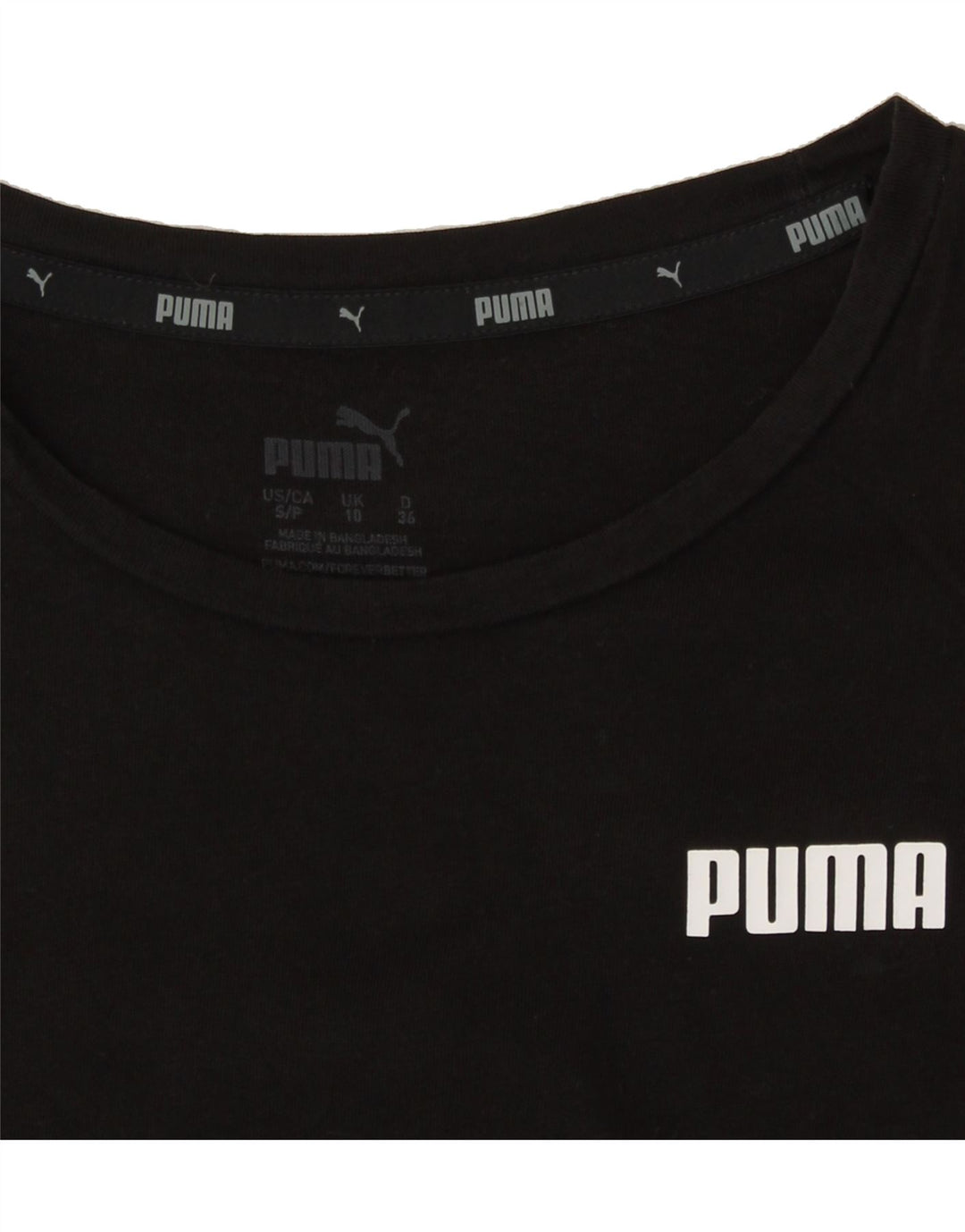 PUMA Womens T-Shirt Top UK 10 Small Black Vintage Puma and Second-Hand Puma from Messina Hembry 
