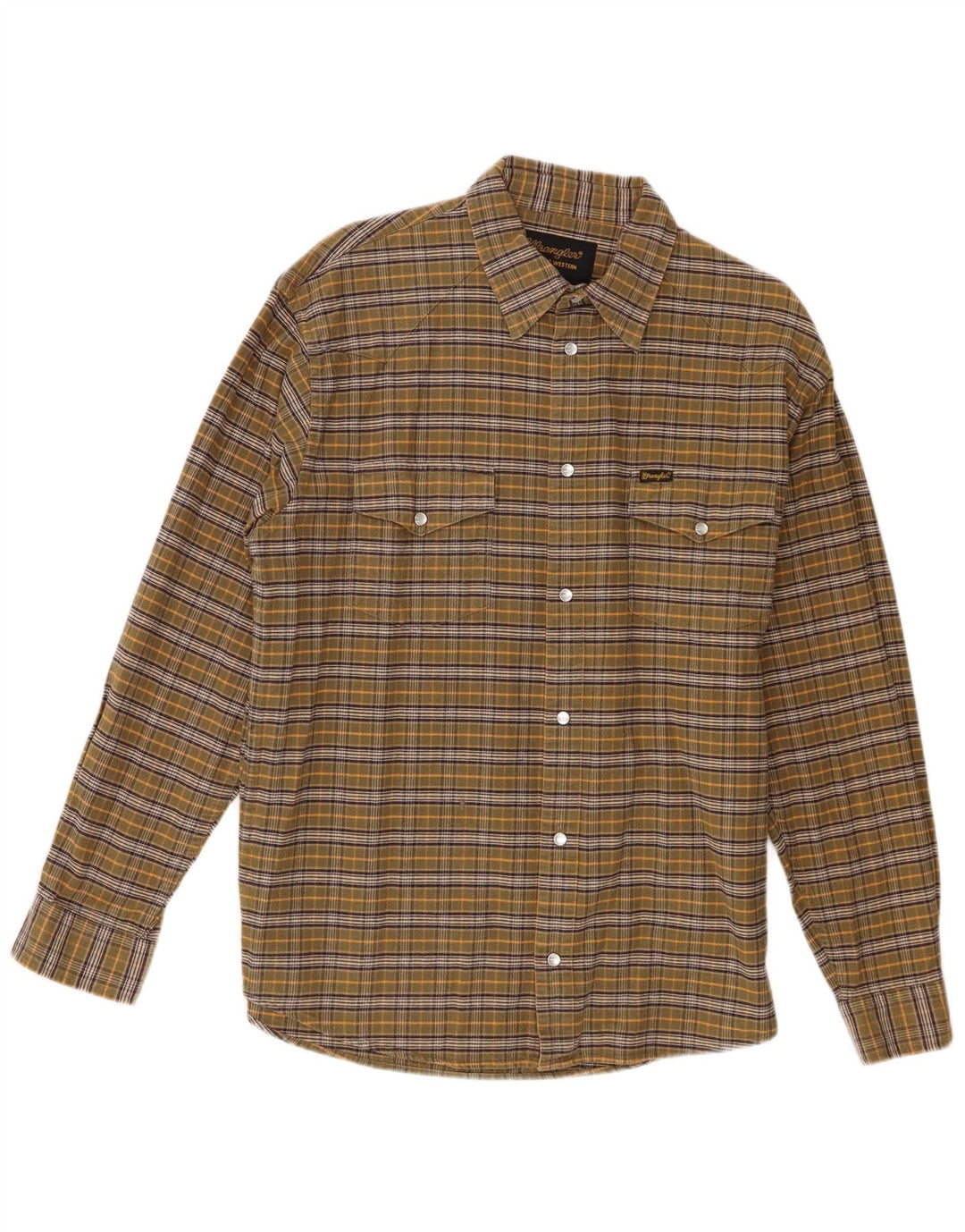 Wrangler Herren-Flanellhemd, groß, Khaki, kariert, Baumwolle