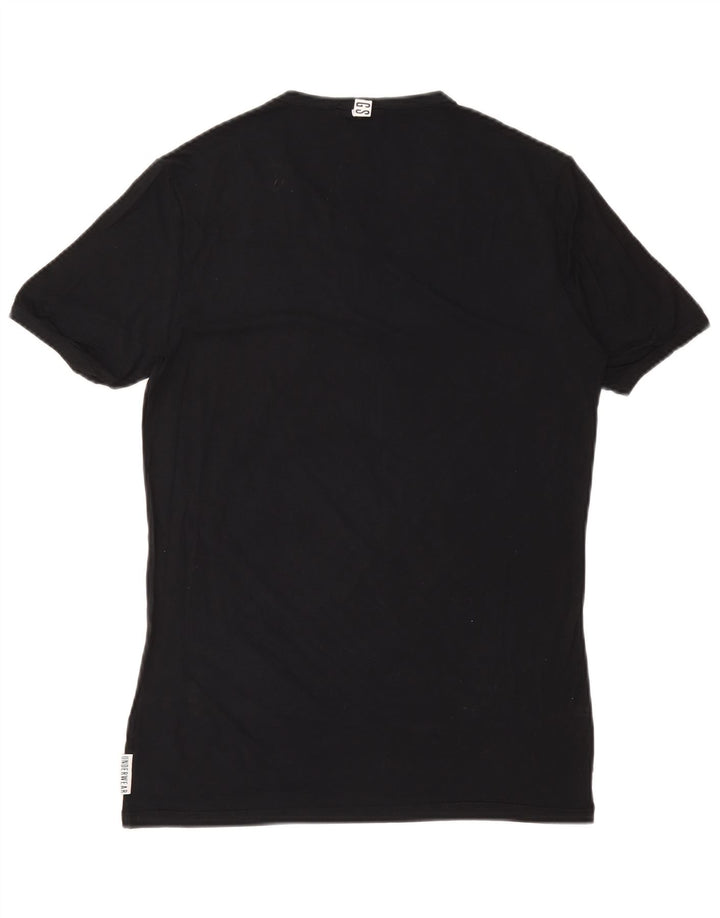 Bikkembergs Herren T-Shirt Top UK 38 Medium Schwarz Modal