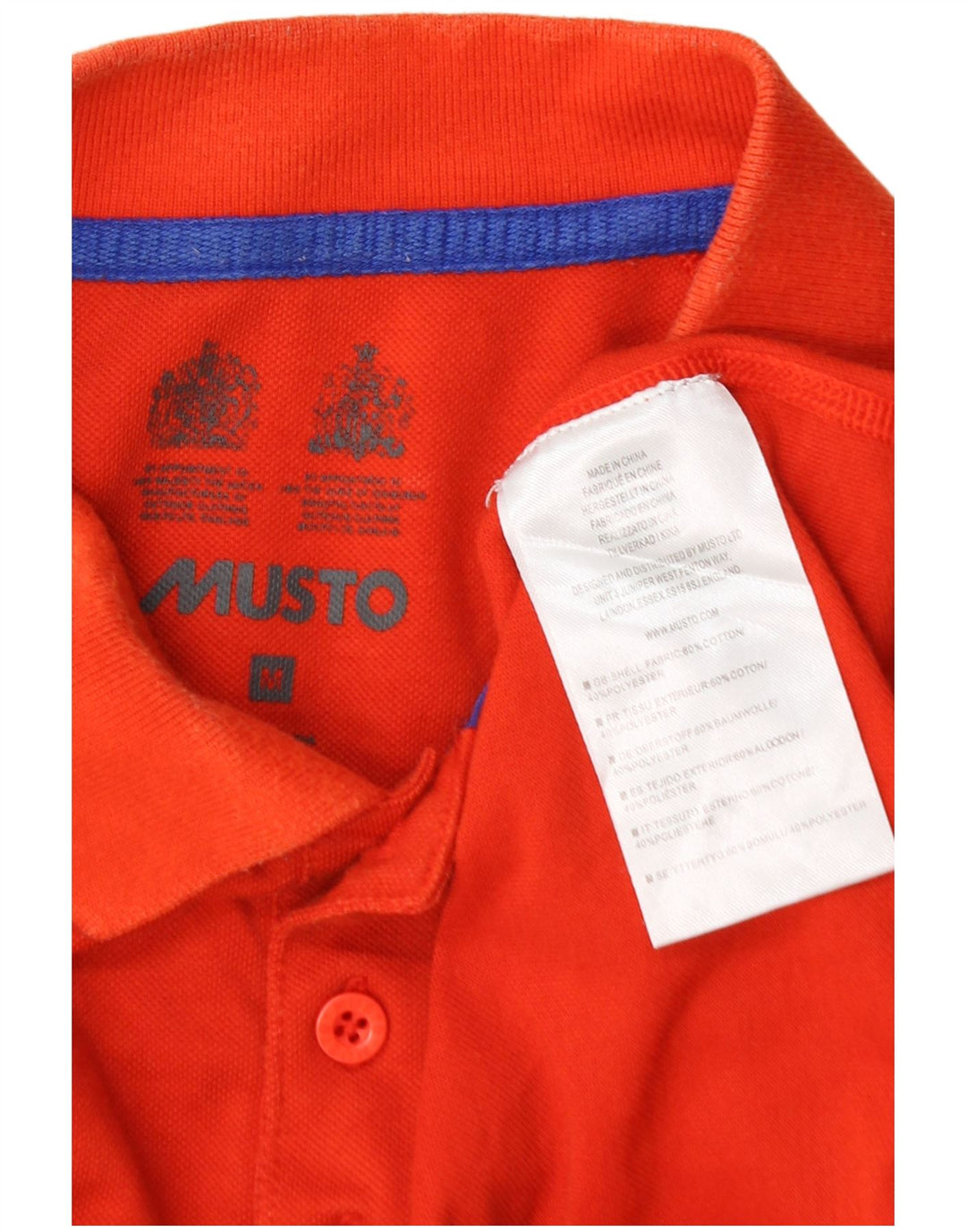 Musto Herren-Langarm-Poloshirt aus mitteloranger Baumwolle