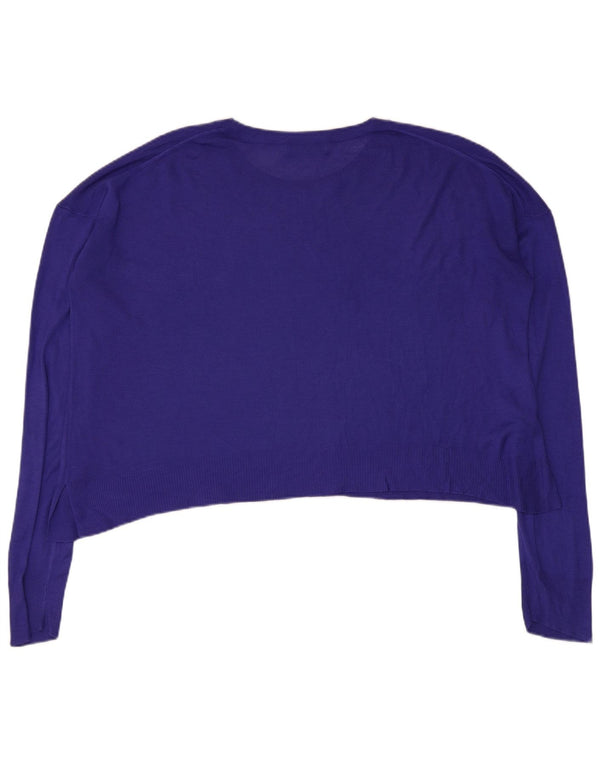 Zara Damen Crop Oversized Pullover mit Rundhalsausschnitt, Gr. 14, Mittelviolett