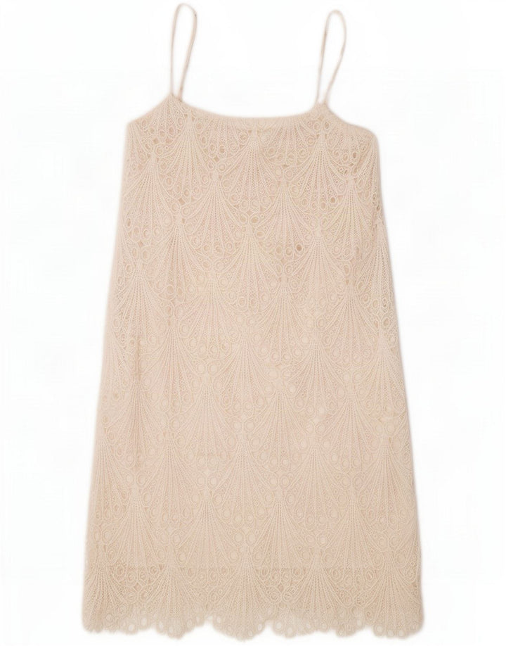 Zara Damen-Sommerkleid UK 8 Small White Floral Polyester
