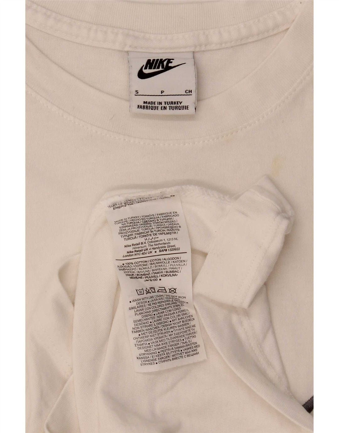 Nike Herren-T-Shirt mit Grafik, Größe S, weiße Baumwolle