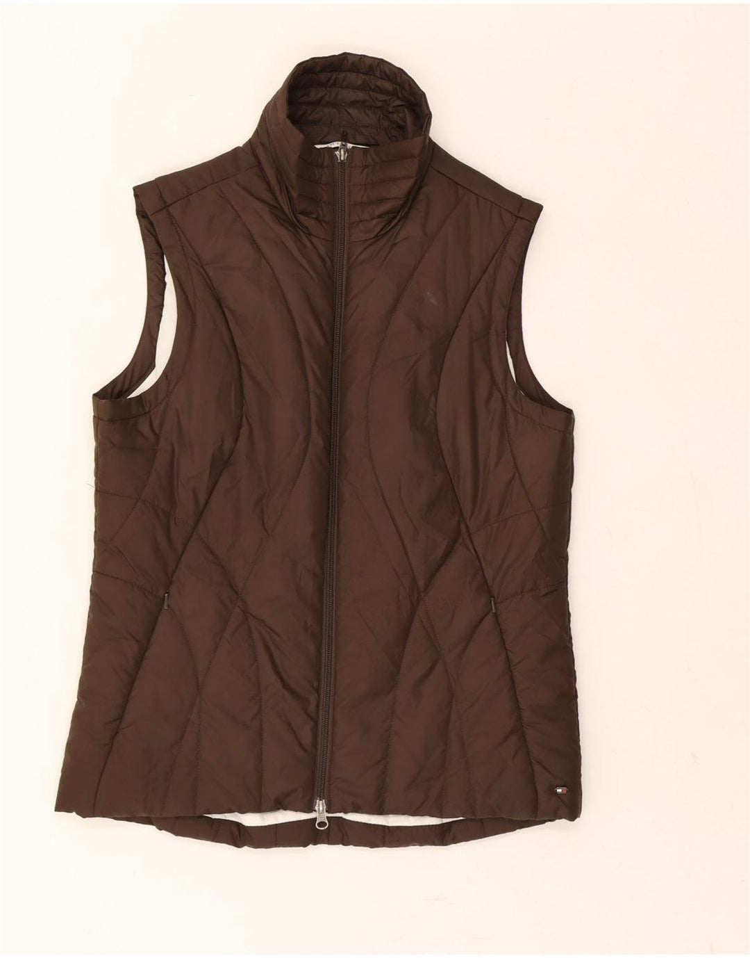 TOMMY HILFIGER Womens Padded Gilet UK 14 Large Brown Polyester Vintage Tommy Hilfiger and Second-Hand Tommy Hilfiger from Messina Hembry 