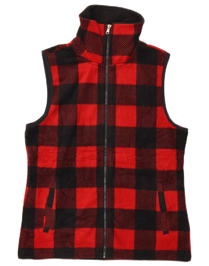 CHAPS Damen-Fleeceweste UK 14 Mittelrot kariertes Polyester
