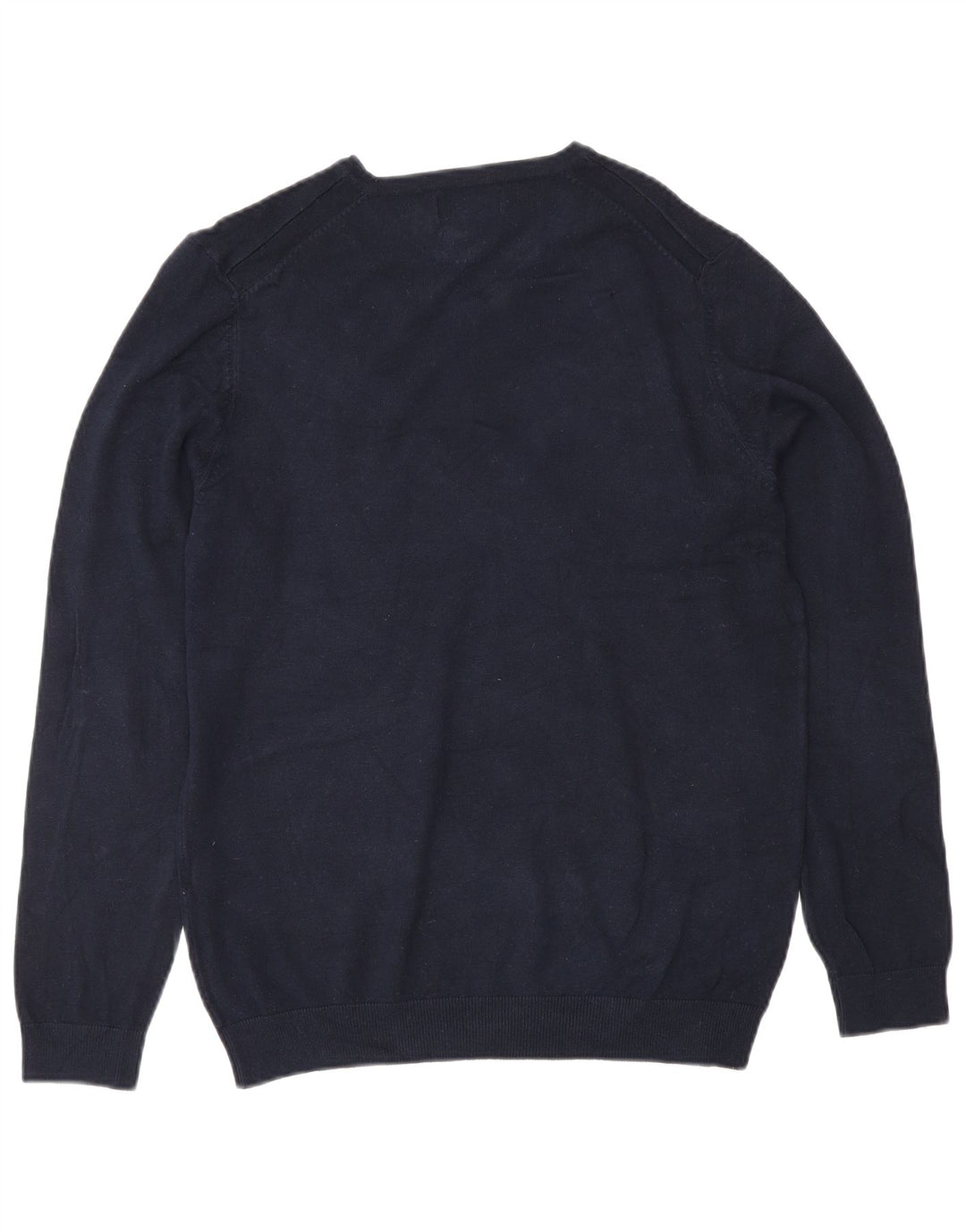 Zara Herren-Pullover mit V-Ausschnitt, klein, marineblau, Viskose, klassisch