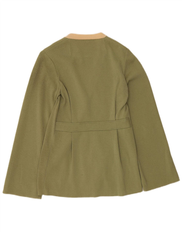 LES COPAINS Damen Strickjacke Pullover UK 4 XS Khaki Wolle