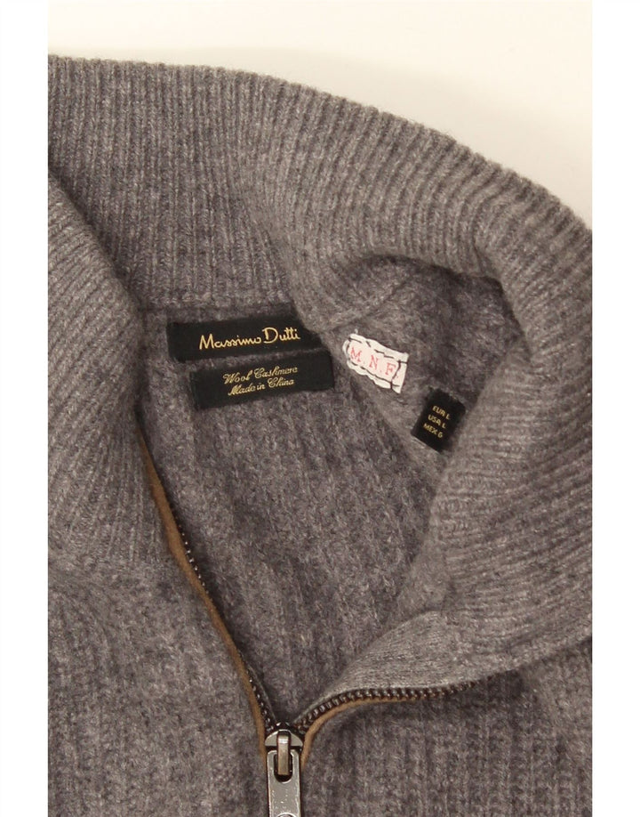 MASSIMO DUTTI Herren-Strickjacke, große graue Wolle