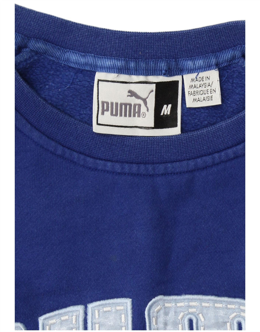 PUMA Damen Graphic Oversized Sweatshirt Pullover UK 14 Mittelblaue Baumwolle