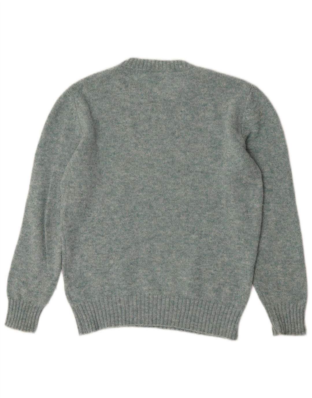 Benetton Damen-Pullover mit Rundhalsausschnitt, UK 14, mittelgrüne Wolle
