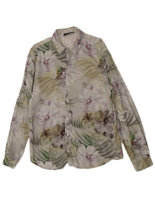 Vintage Herrenhemd Kleine mehrfarbige Viskose mit Blumenmuster