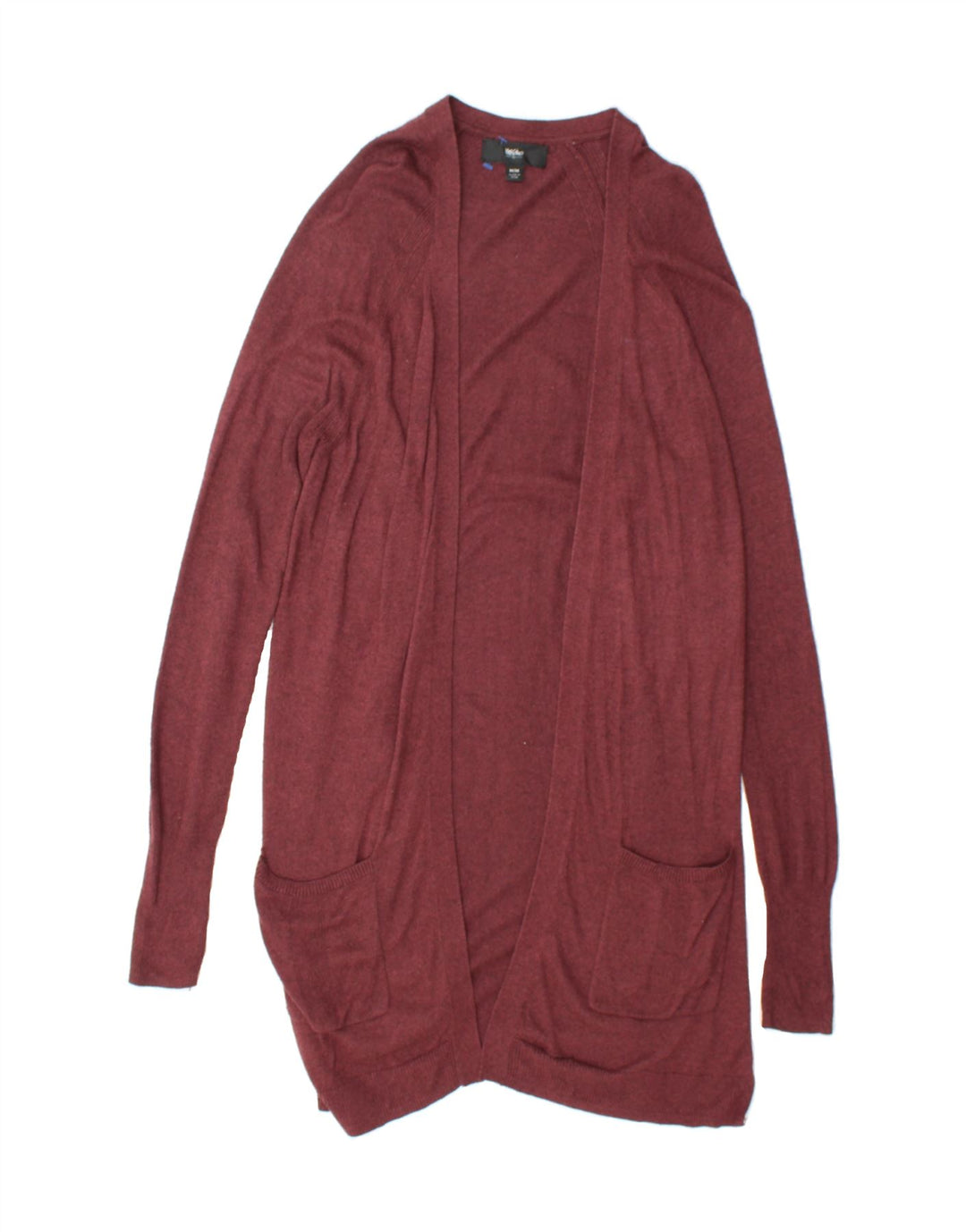 MOSSIMO Womens Longline Open Cardigan Sweater UK 12 Medium Burgundy Nylon Vintage Mossimo and Second-Hand Mossimo from Messina Hembry 