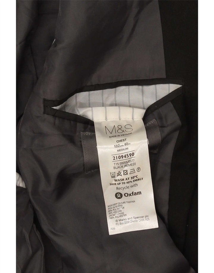Marks & Spencer Herren-Blazer mit 2 Knöpfen, UK 40, Mittelschwarz, Polyester