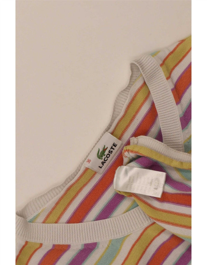 Lacoste Damen Crop Cardigan Pullover Größe 36 Klein Mehrfarbig gestreift