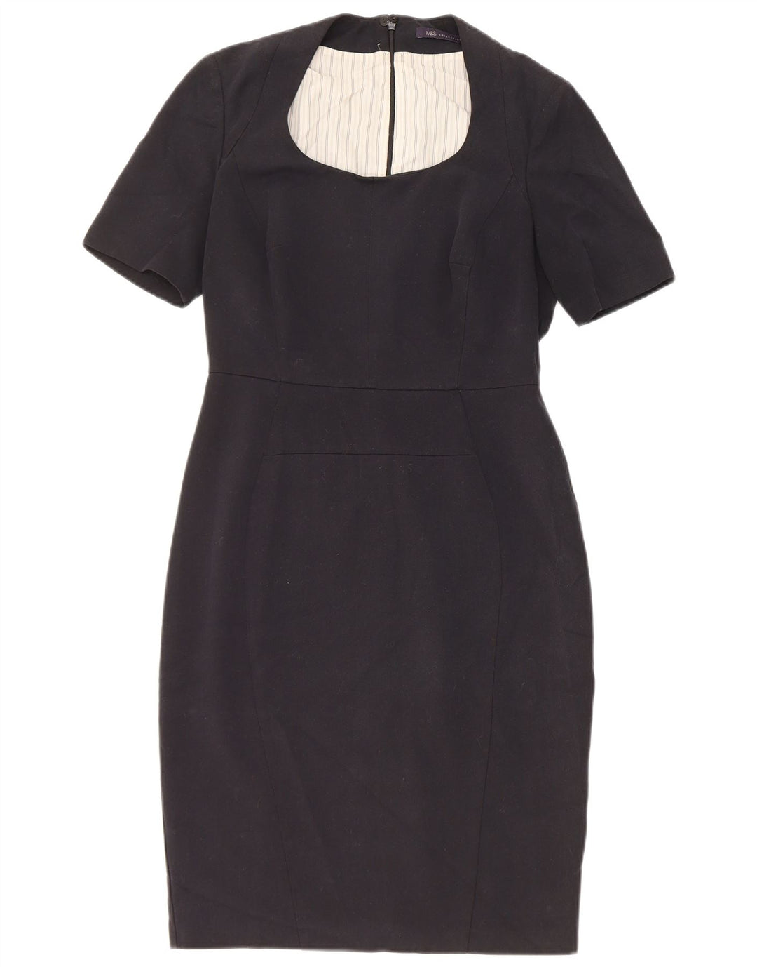 Marks & Spencer Damen Figurbetontes Kleid UK 10 Small Schwarz Polyester