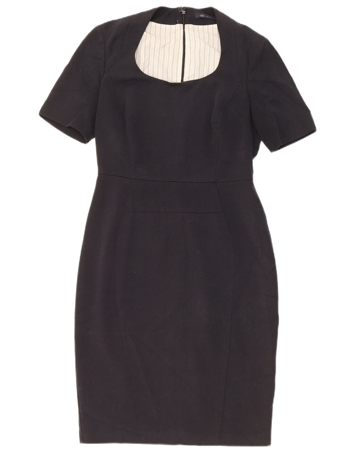 Marks & Spencer Damen Figurbetontes Kleid UK 10 Small Schwarz Polyester