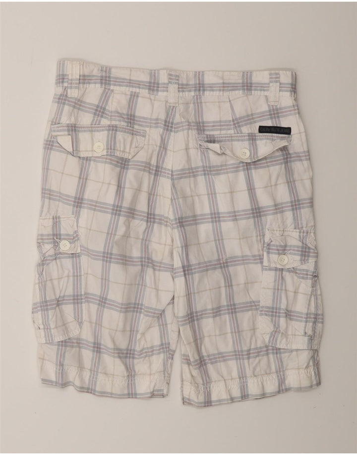 CALVIN KLEIN Herren Cargoshorts W32 Mittelweiß karierte Baumwolle