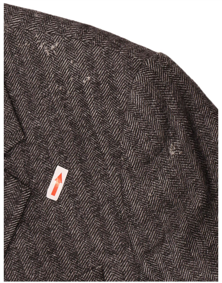 Armani Collezioni Herren 3-Knopf-Blazerjacke IT 52 XL Graues Fischgrätenmuster