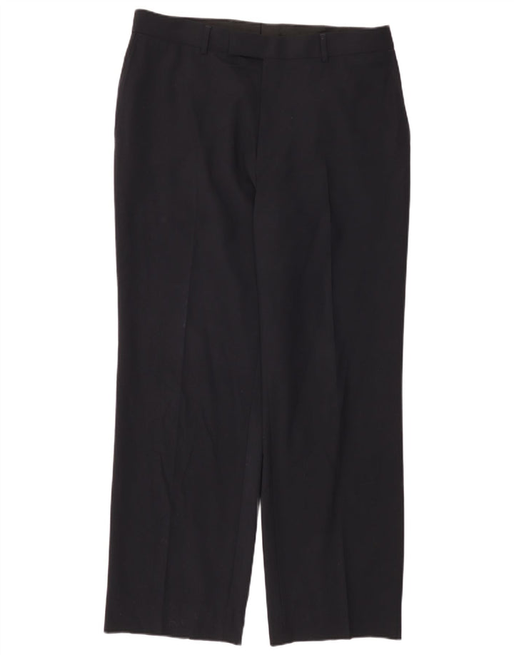 HUGO BOSS Damen gerade Anzughose W34 L31 Marineblaue Schurwolle