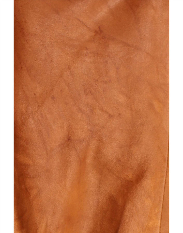 Vintage Damen Gerade Lederhose W28 L27 Braun