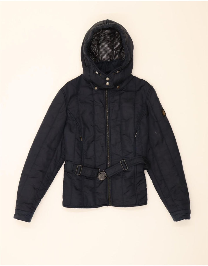 REFRIGIWEAR Womens Hooded Padded Jacket IT 46 Large Navy Blue Polyamide Vintage Refrigiwear and Second-Hand Refrigiwear from Messina Hembry 