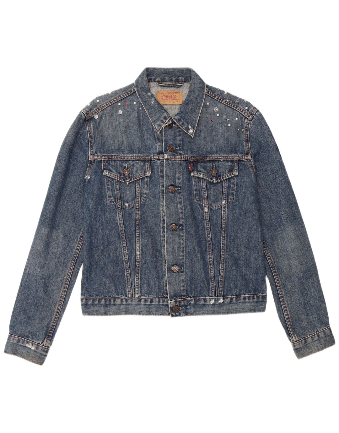 LEVI'S Jeansjacke für Mädchen, 11–12 Jahre, groß, blaue Baumwolle