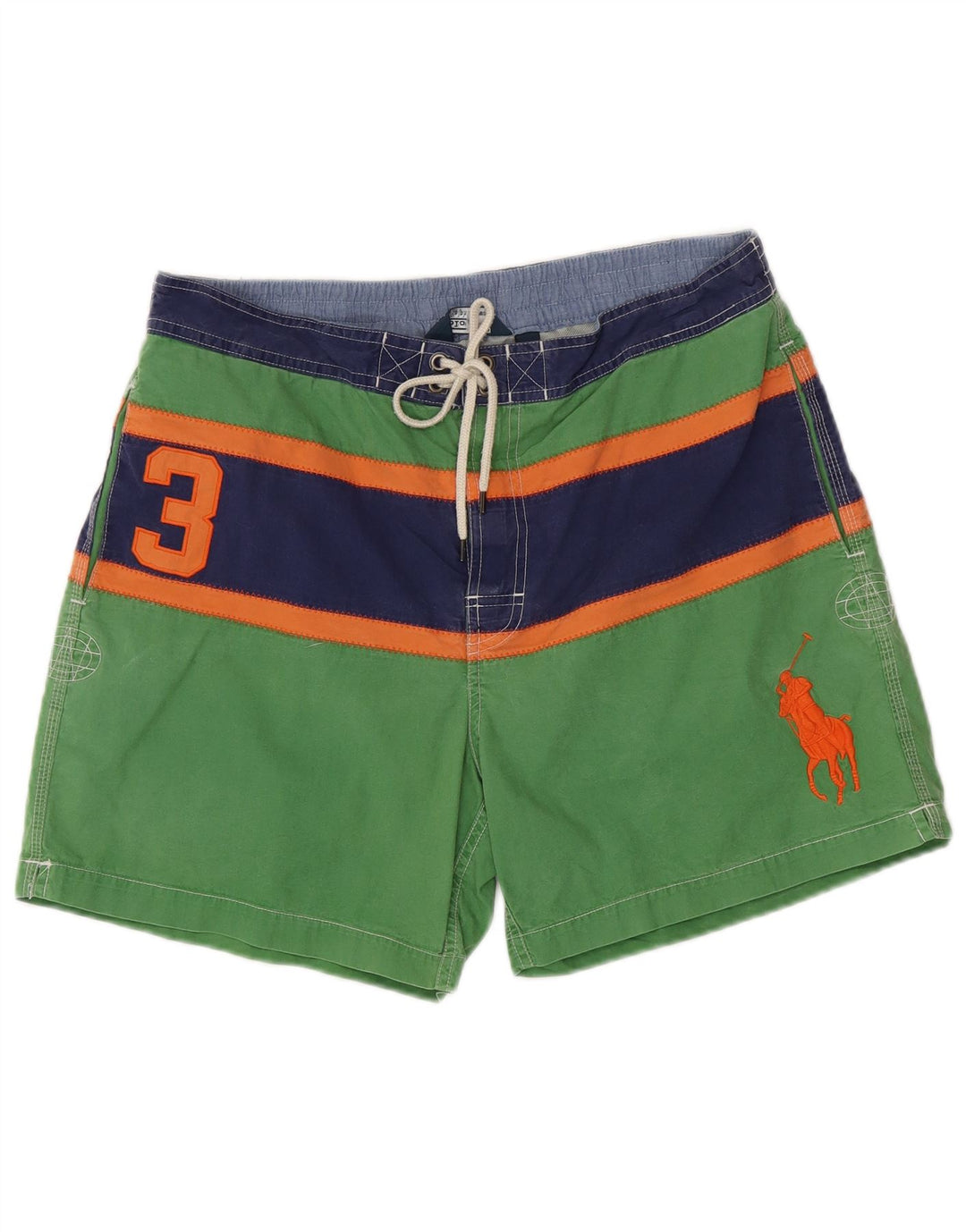 POLO RALPH LAUREN Herren-Badeshorts mit Grafik, groß, grün gestreift, Baumwolle