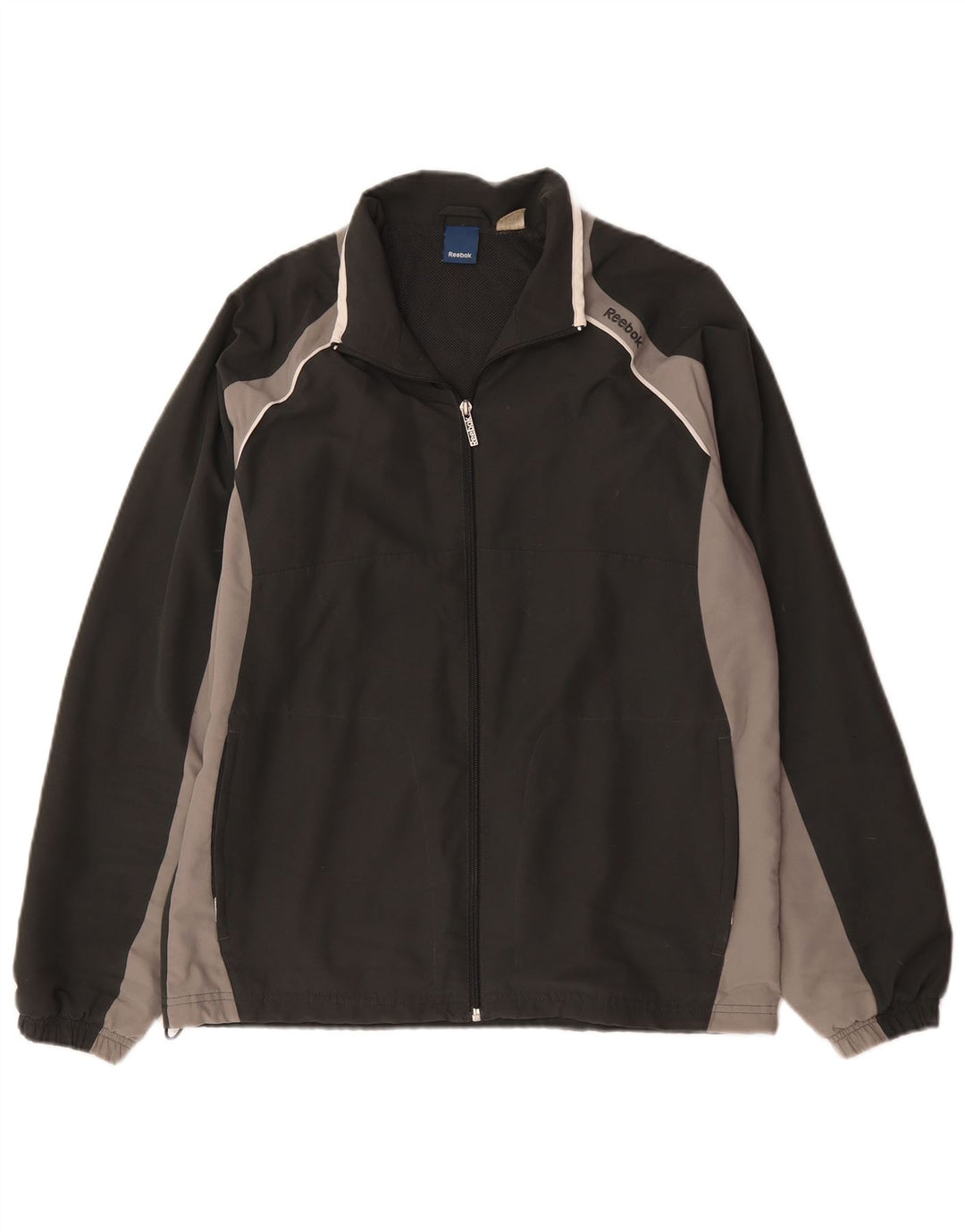 Reebok Herren-Trainingsanzugoberteil, Jacke, Größe S, Schwarz, Farbblock-Polyester