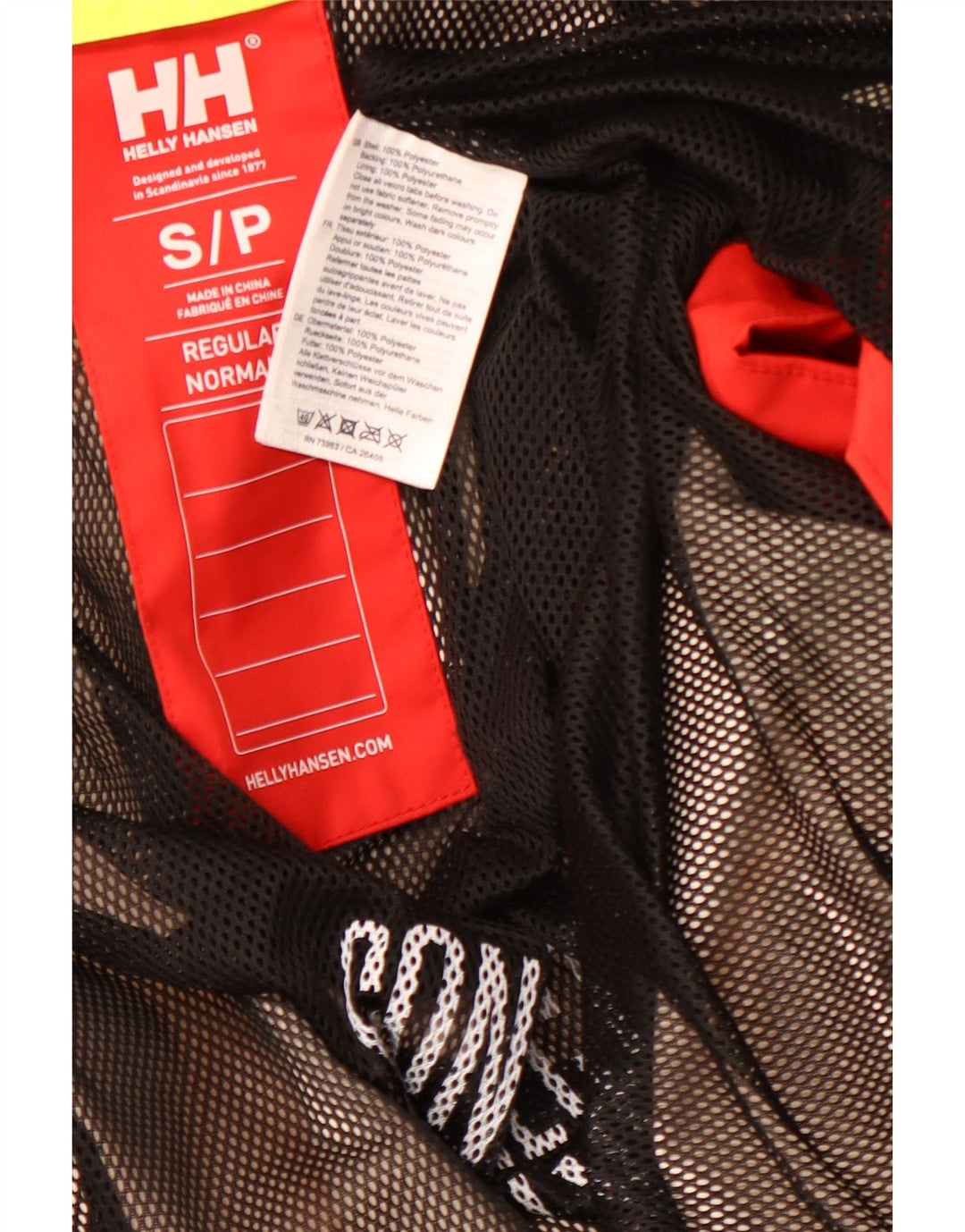 HELLY HANSEN Herren-Regenjacke mit grafischer Kapuze, UK 36, Größe S, Rot, Farbblock