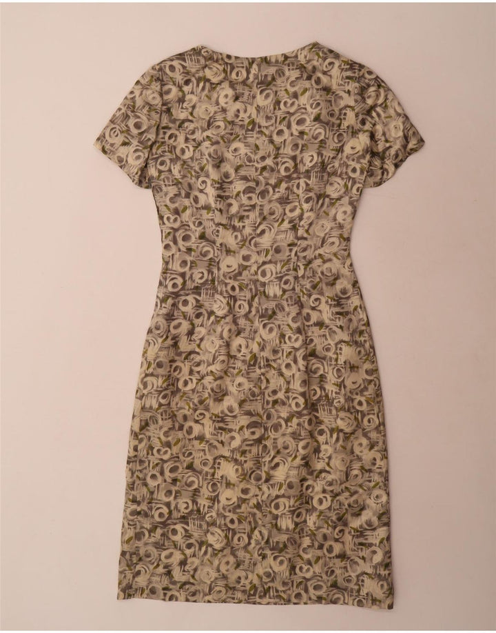 Vintage Damen-Set mit abstraktem Muster, 3/4-Ärmel, 2-teiliges Set, UK 12, Mittelgrau