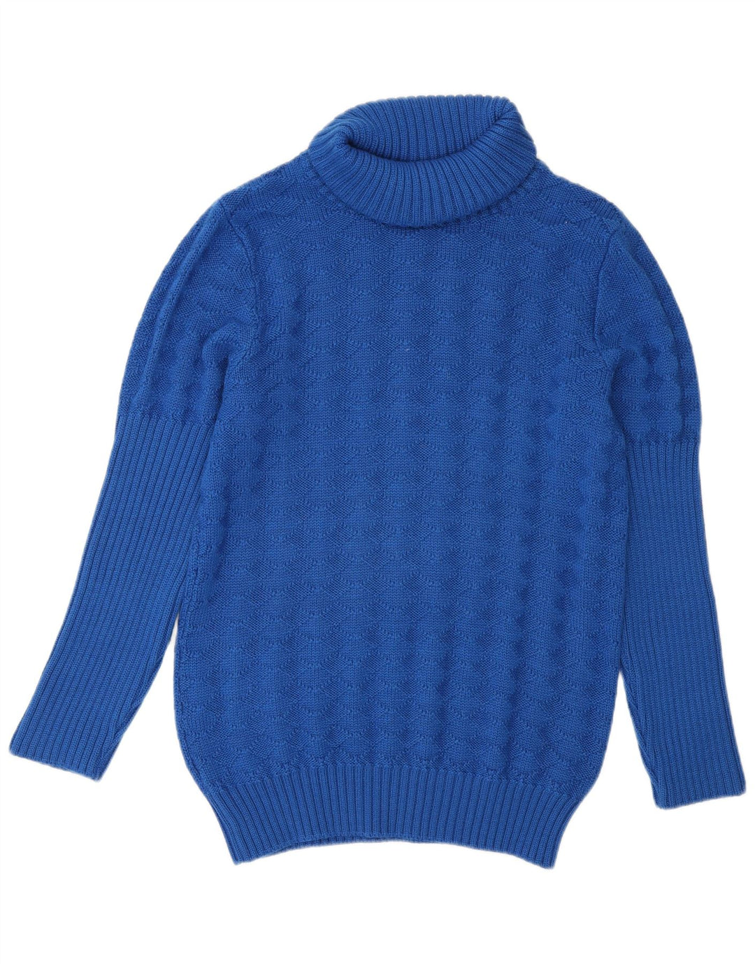 Vintage Damen Rollkragenpullover Pullover UK 14 Mittelblaue Wolle