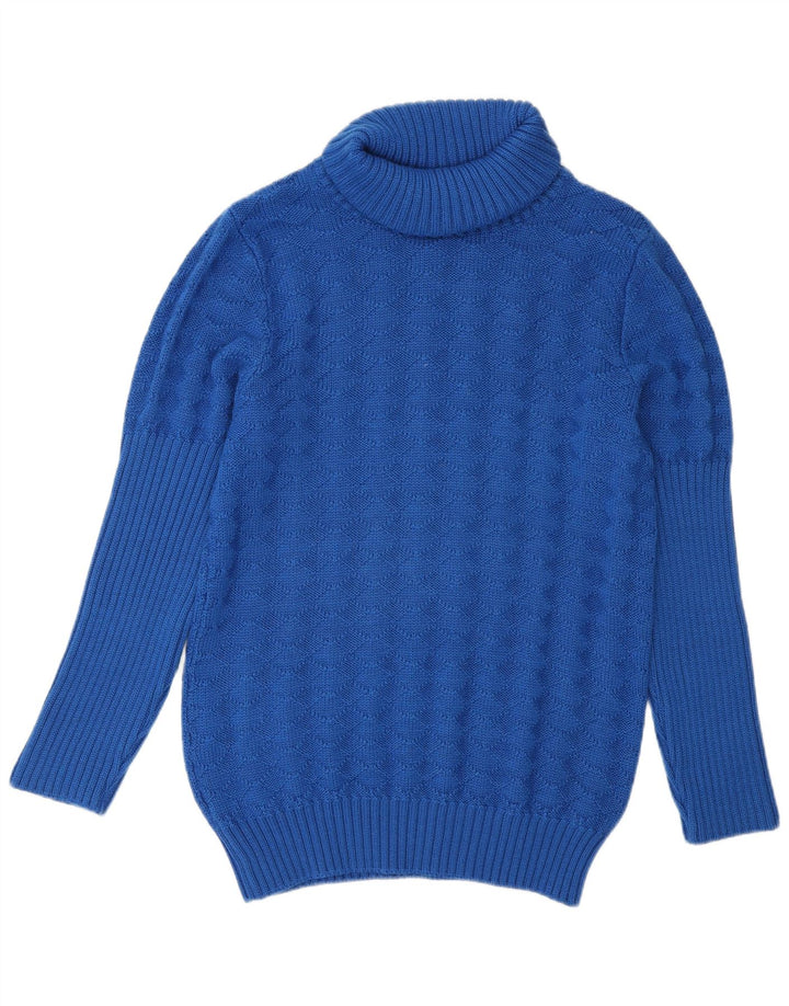 Vintage Damen Rollkragenpullover Pullover UK 14 Mittelblaue Wolle