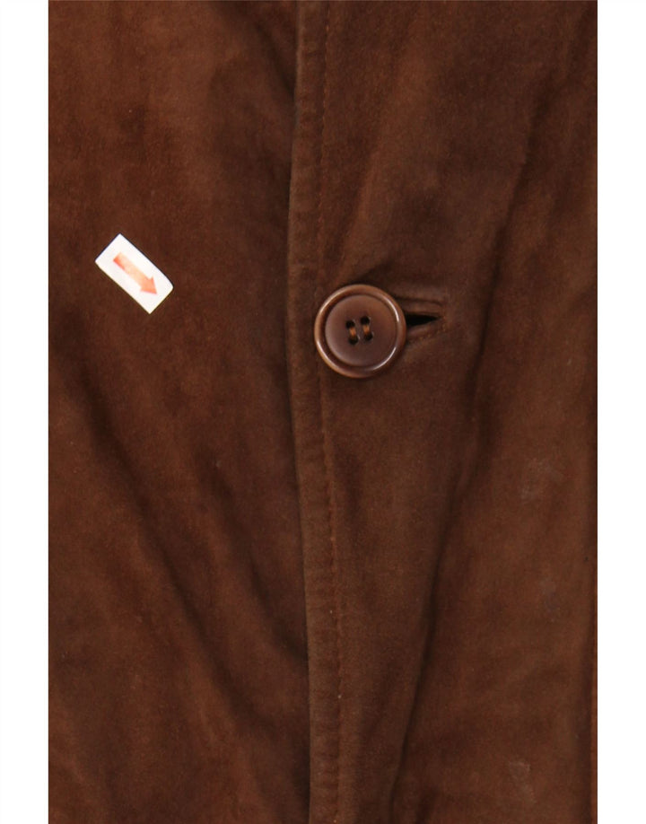 ENRICO MANDELLI Mens Leather Coat UK 42 XL Brown Vintage Enrico Mandelli and Second-Hand Enrico Mandelli from Messina Hembry 