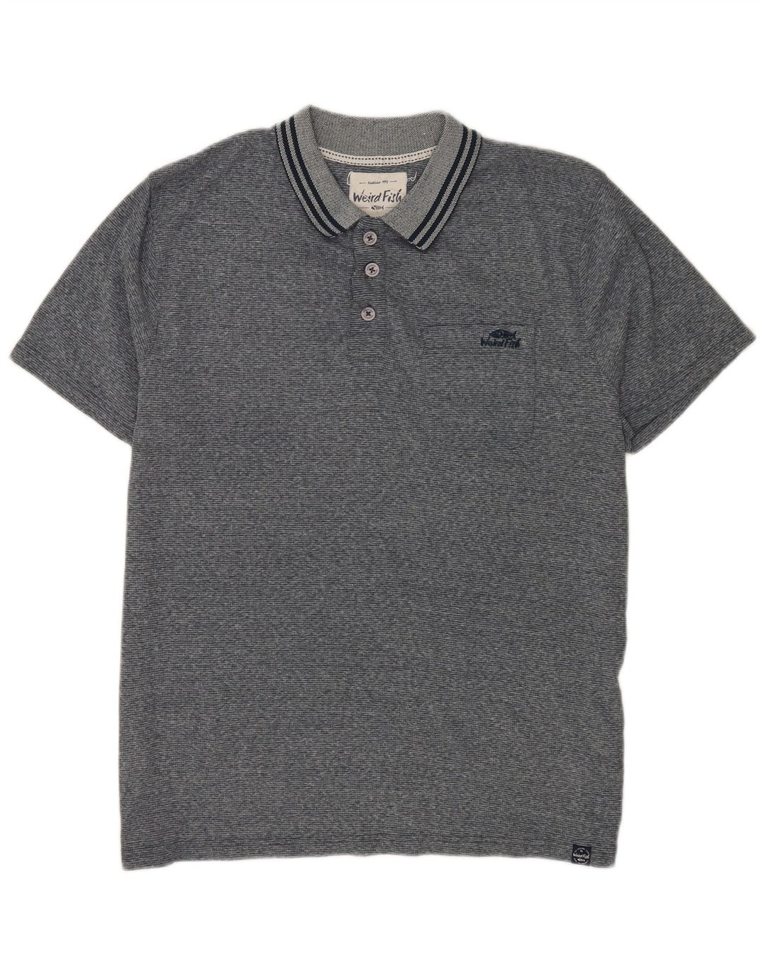 Weird Fish Herren-Poloshirt XL, grau geflecktes Polyester