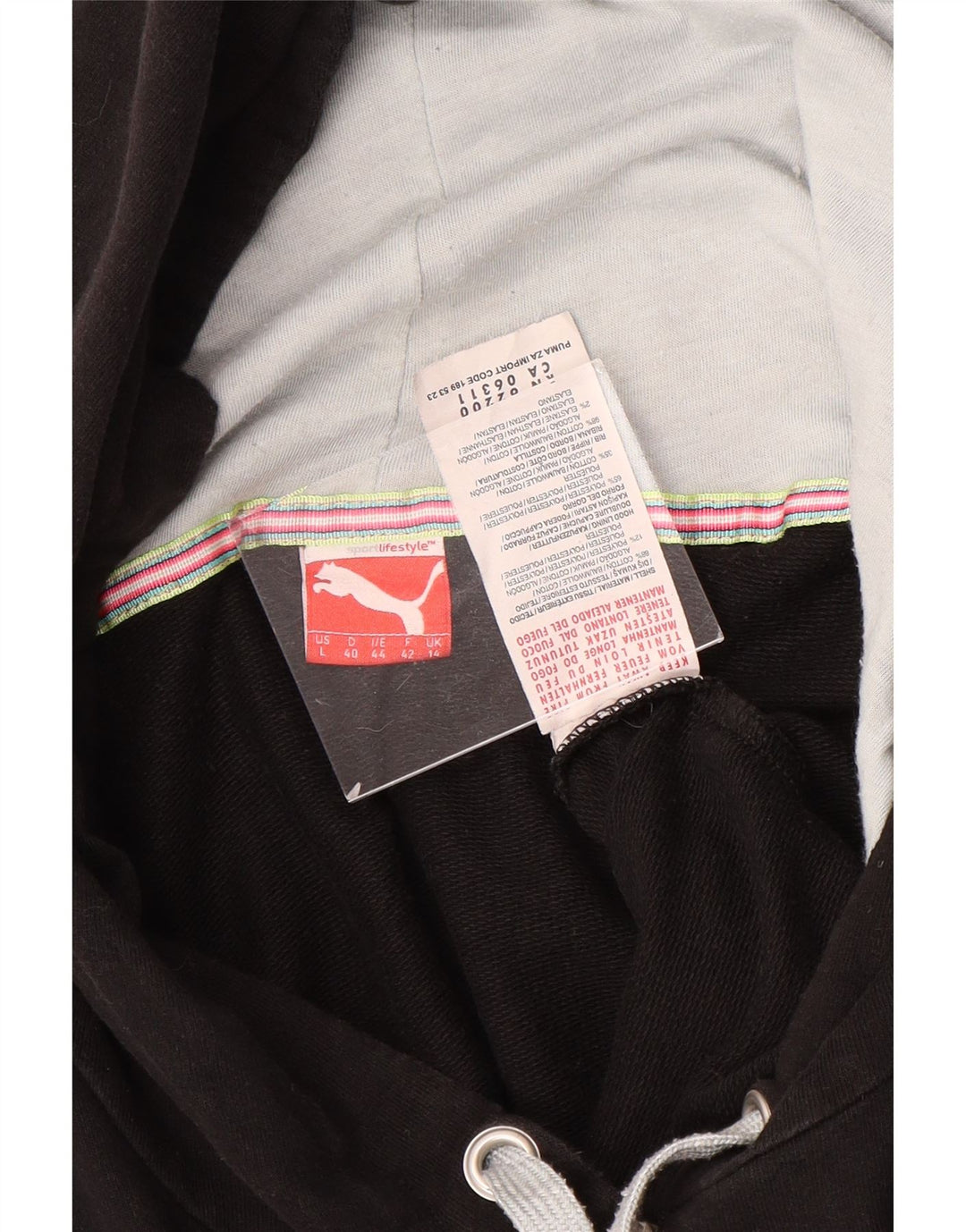 PUMA Damen Graphic Zip Hoodie Pullover UK 14 Mittelschwarze Baumwolle