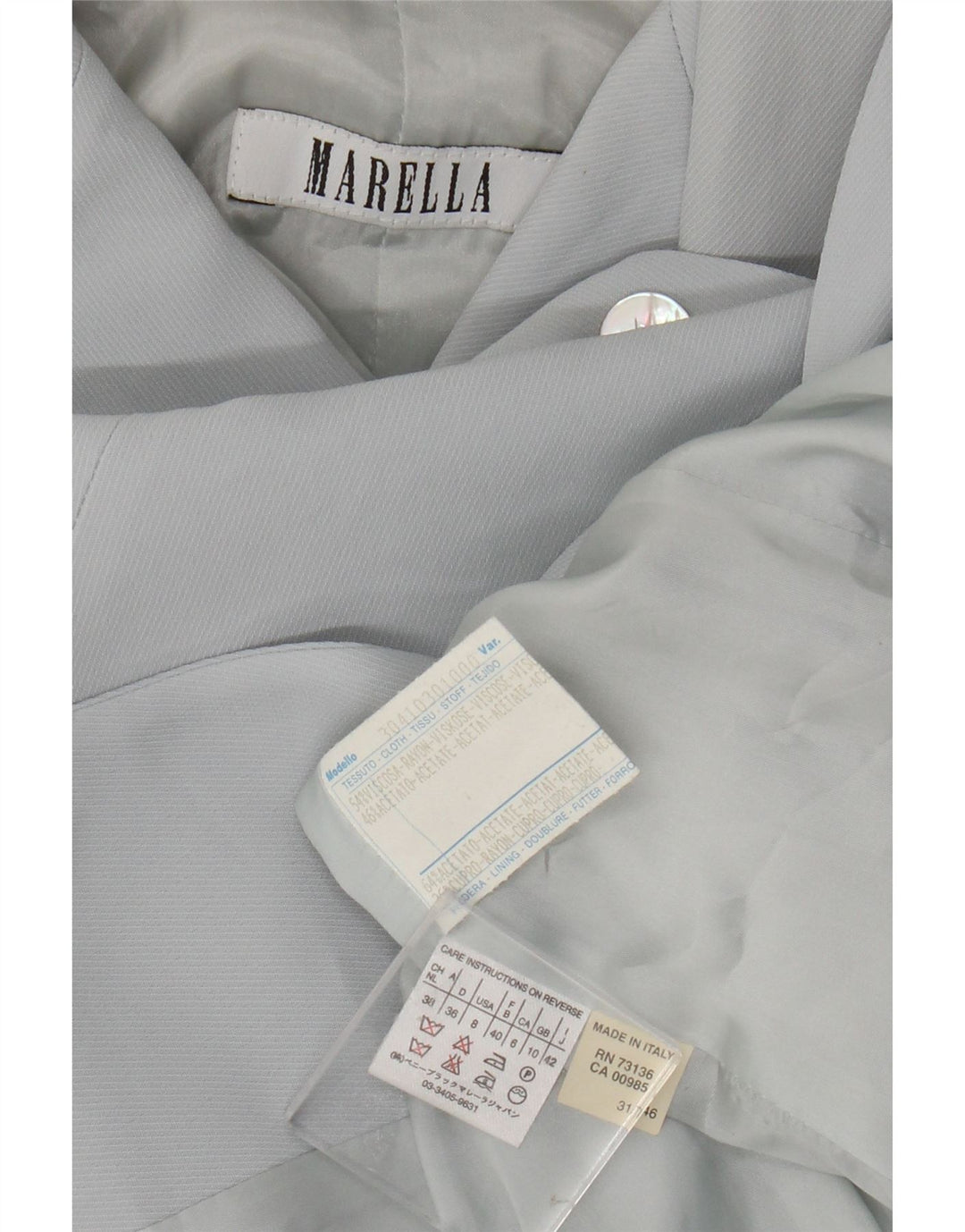 Marella Womens 4 Button Longline Blazer Jacke UK 10 Small Blue Rayon