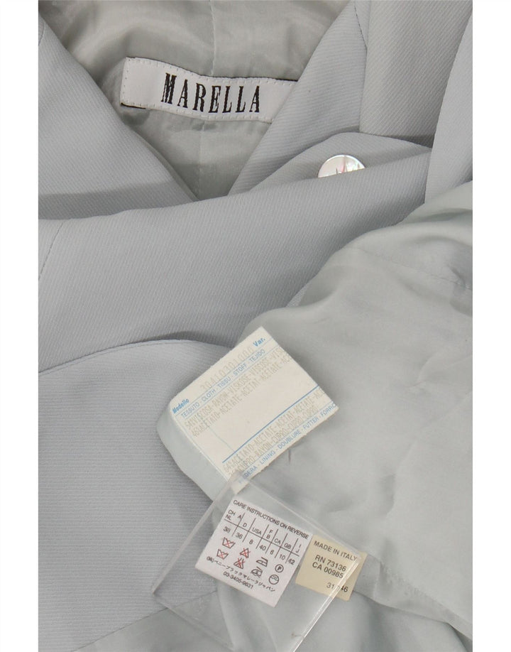 Marella Womens 4 Button Longline Blazer Jacke UK 10 Small Blue Rayon