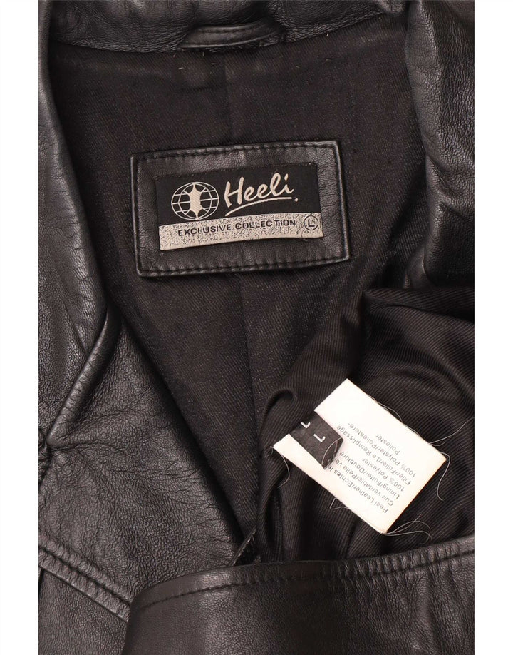 Heeli Damen-Blazer aus Leder mit 5 Knöpfen, Gr. 16, Schwarz