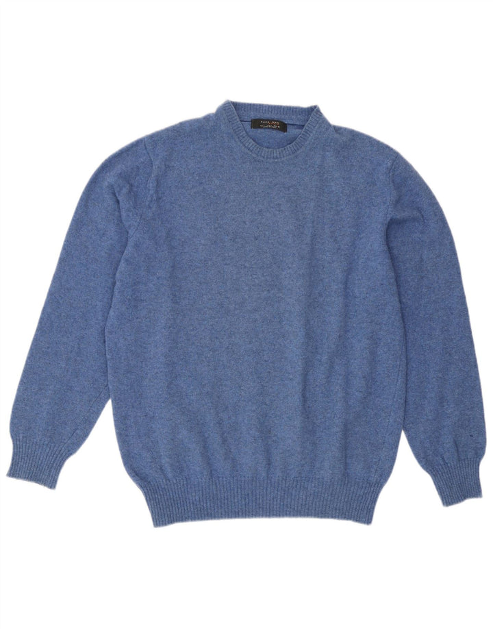 Zara Herren-Pullover mit Rundhalsausschnitt, Größe L, Blau