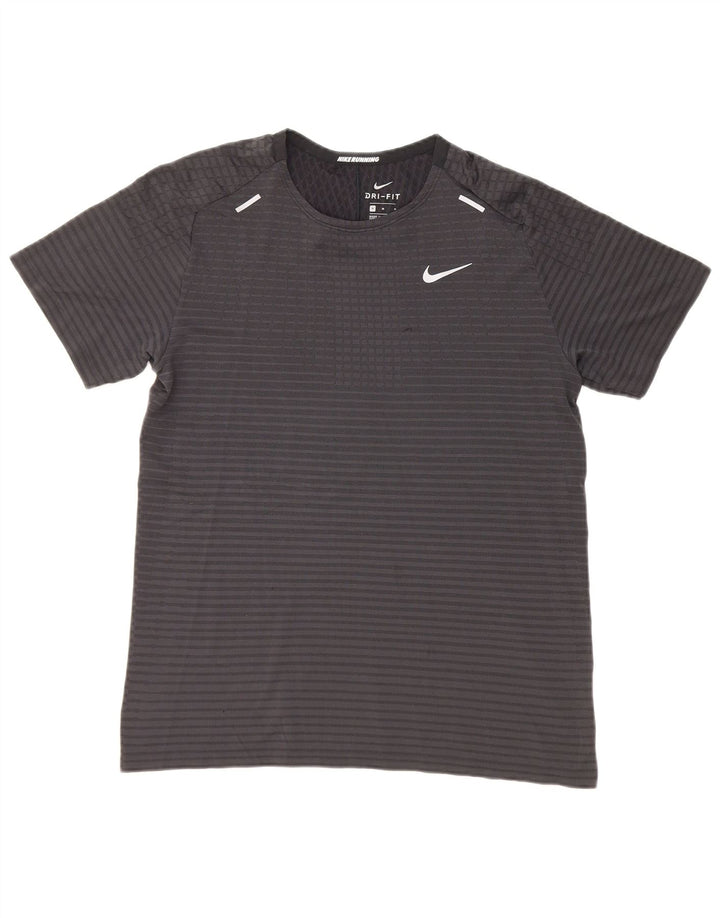 Nike Herren Dri Fit T-Shirt Top Mittelgrau Nadelstreifen