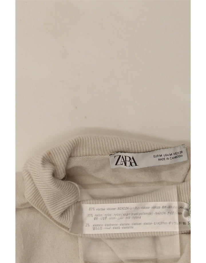 Zara Damen-Pullover mit Rollkragen, UK 12, mittelweiße Viskose