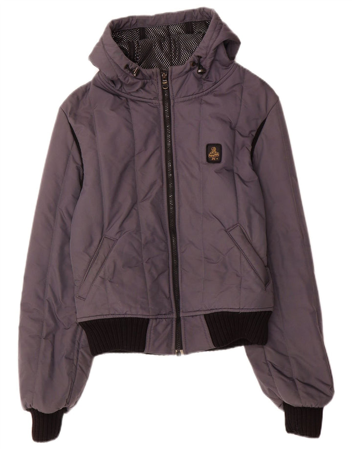Refrigiwear Damen-Regenjacke mit Kapuze IT 44 Mittelgraues Colourblock-Nylon