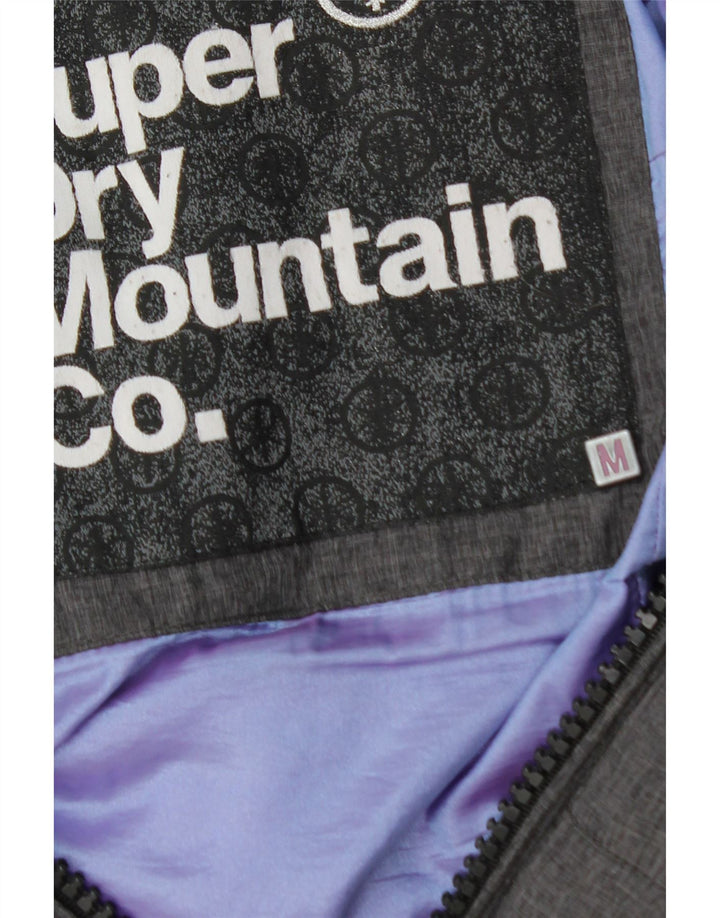 SUPERDRY Wattierter Damenmantel mit Kapuze, UK 14, mittelgraues Nylon