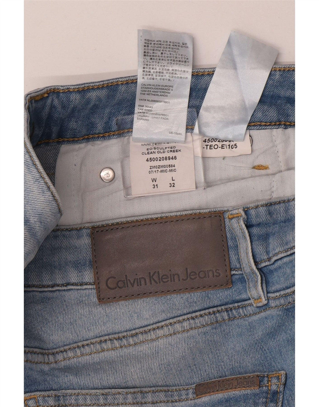 Calvin Klein Herren Slim Jeans W31 L32 Blaue Baumwolle