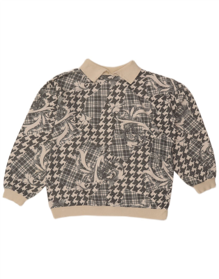 Vintage Damen Rollkragenpullover Pullover UK 18 XL Grau Patchwork
